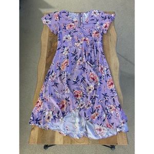 Xhilaration | Purple floral wrap high-low dress